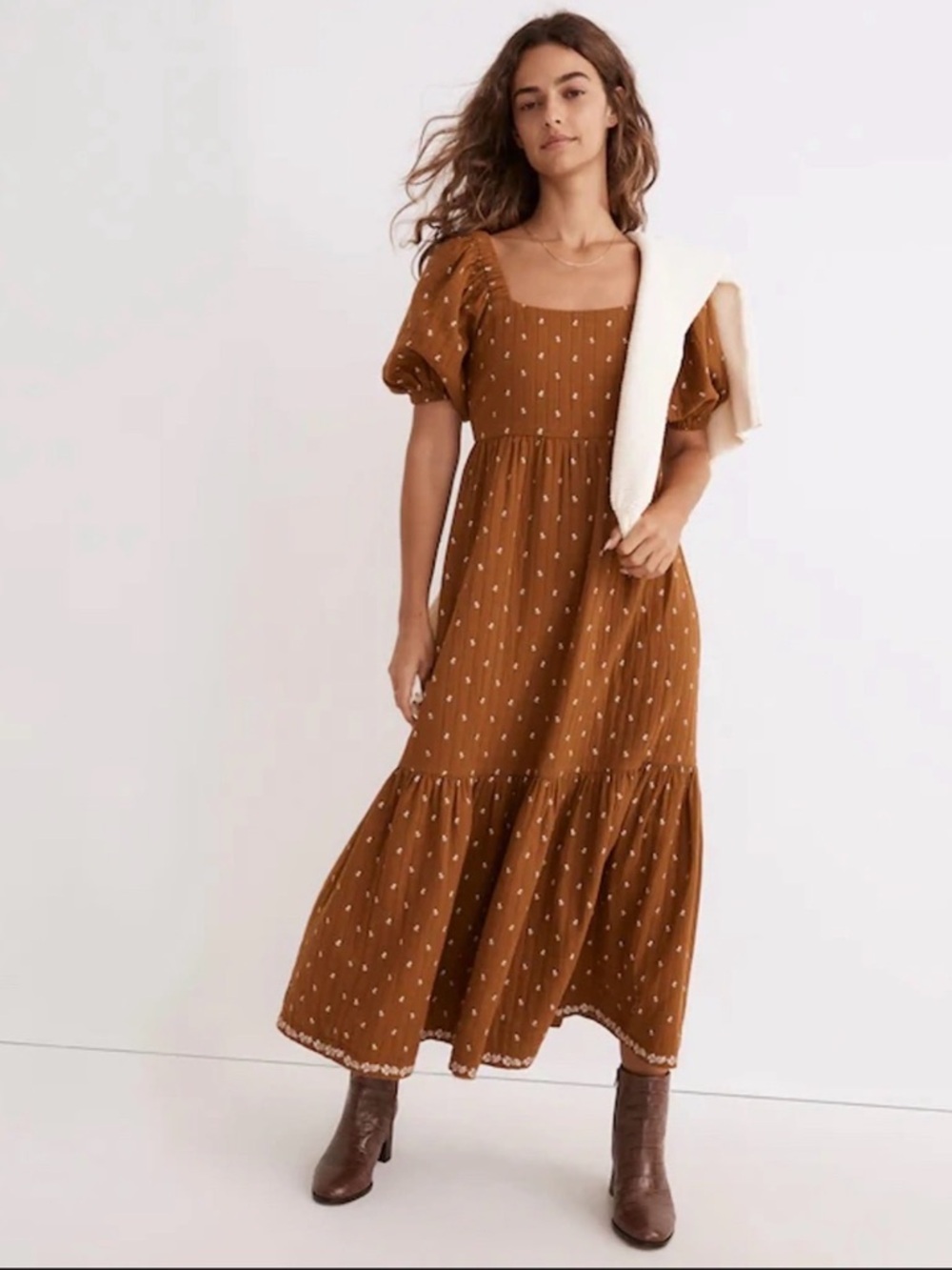 Madewell Quilted Tiered Floral Midi Dress - 6